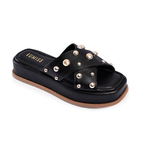 Sandália Feminina com Tachas - Preta